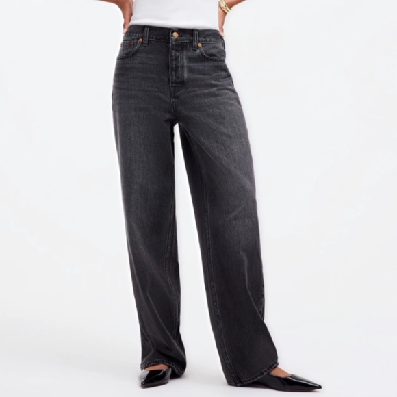 NWT Madewell Kingswood Wash/ Black  Petite Low-Slung Baggy Jeans SZ 25 - Picture 1 of 7